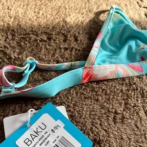 Baku Floral Turquoise Bikini Top size 10 (AU)